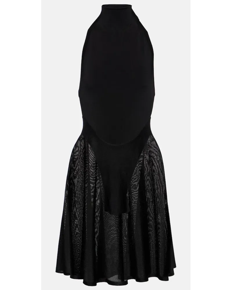 Alaïa AlaÃ¯a Miniabito in jersey e mesh Nero