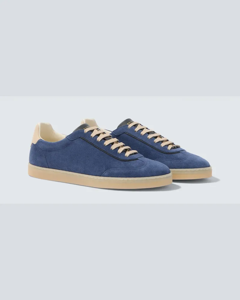 Brunello Cucinelli Sneakers in suede con pelle Blu