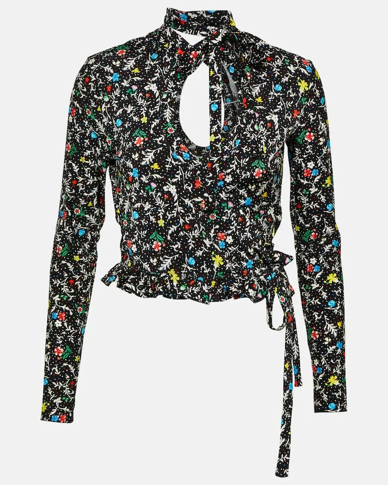 Paco Rabanne Top cropped con stampa Nero