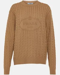 Prada Pullover in cashmere con logo Marrone