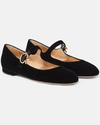 Gianvito Rossi Ballerine Mary Ribbon 05 in velluto Nero