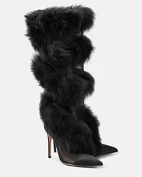 Gianvito Rossi Stivali in shearling e mesh Nero