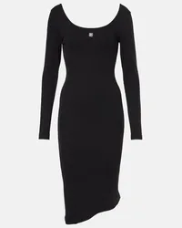 Givenchy Abito midi in jersey di cotone a coste Nero