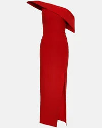 Roland Mouret Abito lungo asimmetrico in lana e seta Rosso