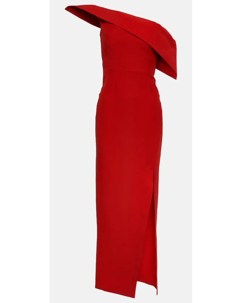Roland Mouret Abito lungo asimmetrico in lana e seta Rosso