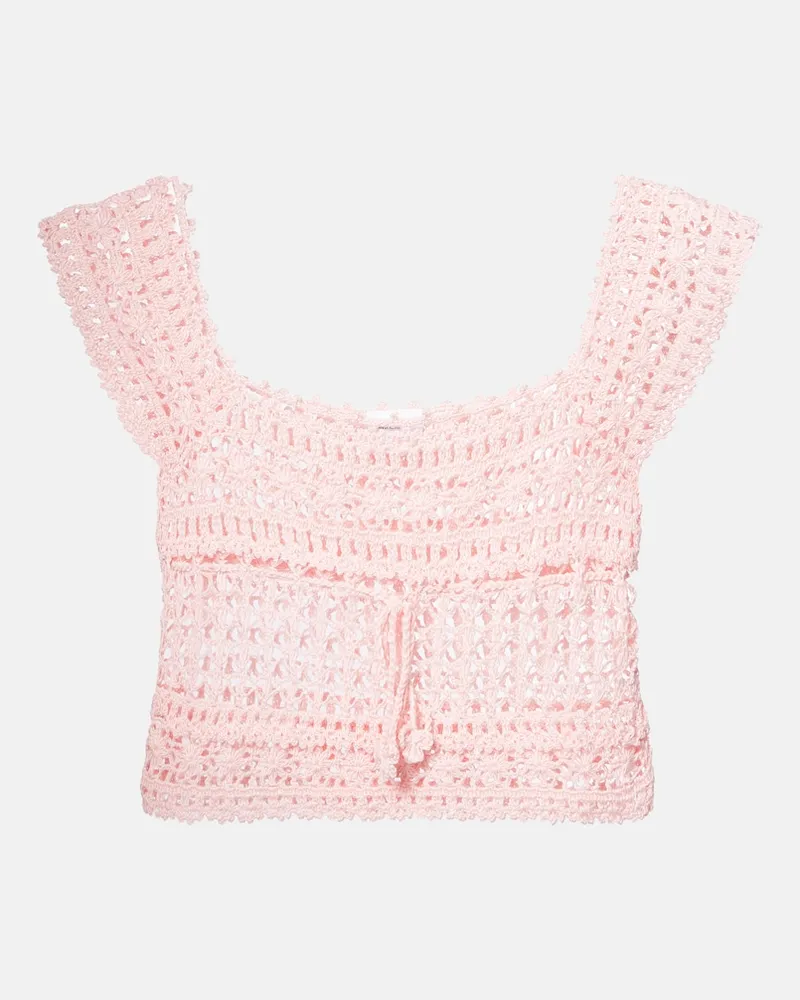 Anna Kosturova Top cropped Deauville in crochet Rosa