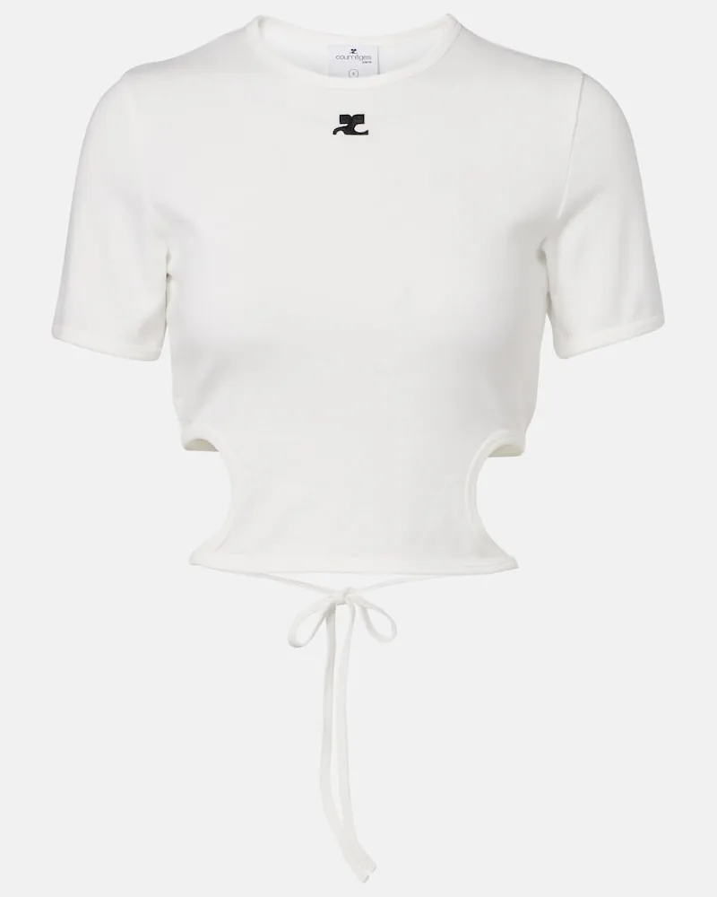Courrèges CourrÃ¨ges Top cropped in cotone con logo Bianco