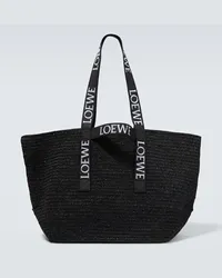 Loewe Paula's Ibiza - Borsa Fold Shopper in rafia Nero