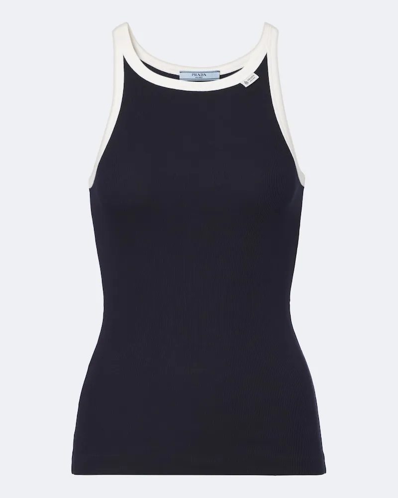 Prada Top in cotone a coste Blu