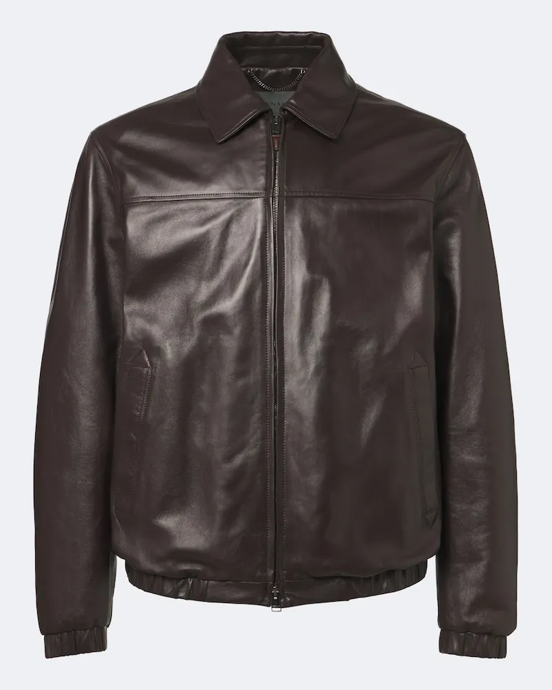 Canali Giacca blouson in pelle Marrone