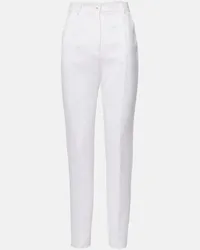 Dolce & Gabbana Pantaloni slim in broccato Bianco