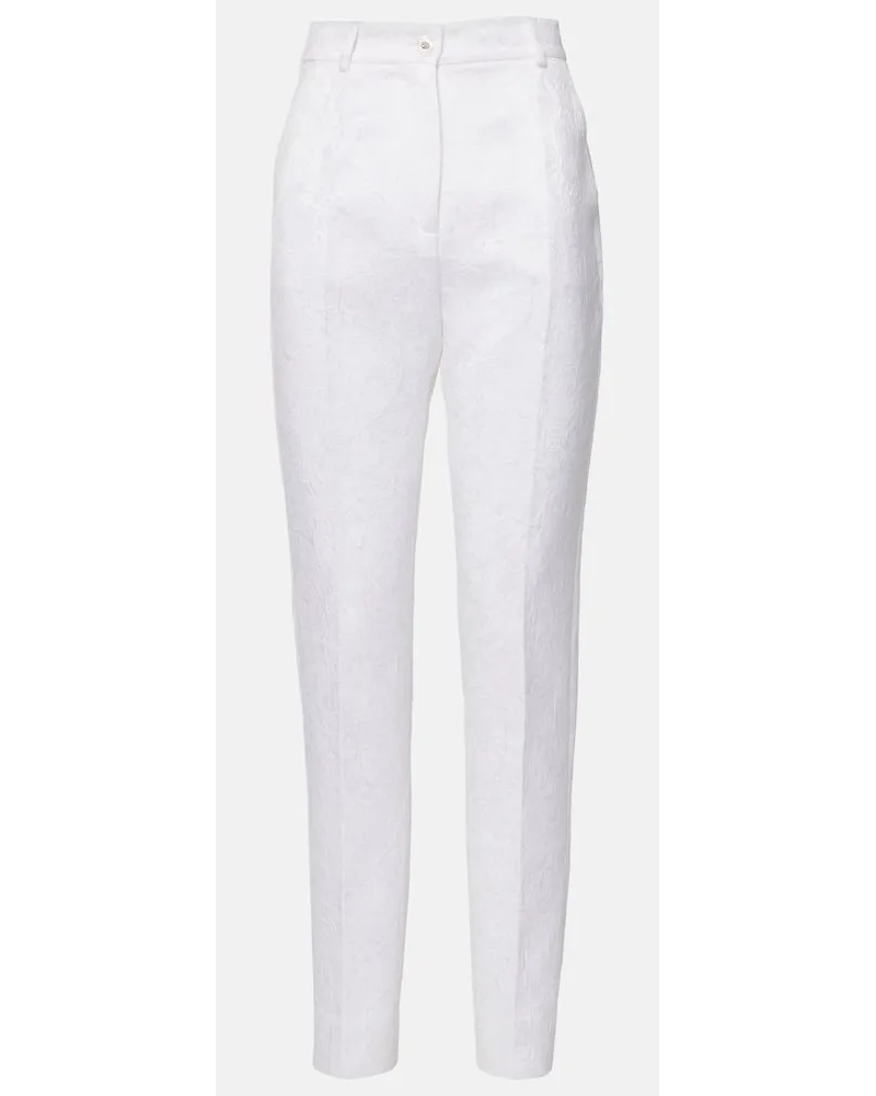 Dolce & Gabbana Pantaloni slim in broccato Bianco