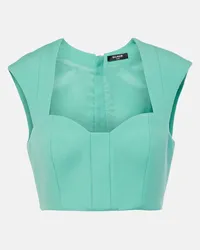 Balmain Top cropped in lana Blu