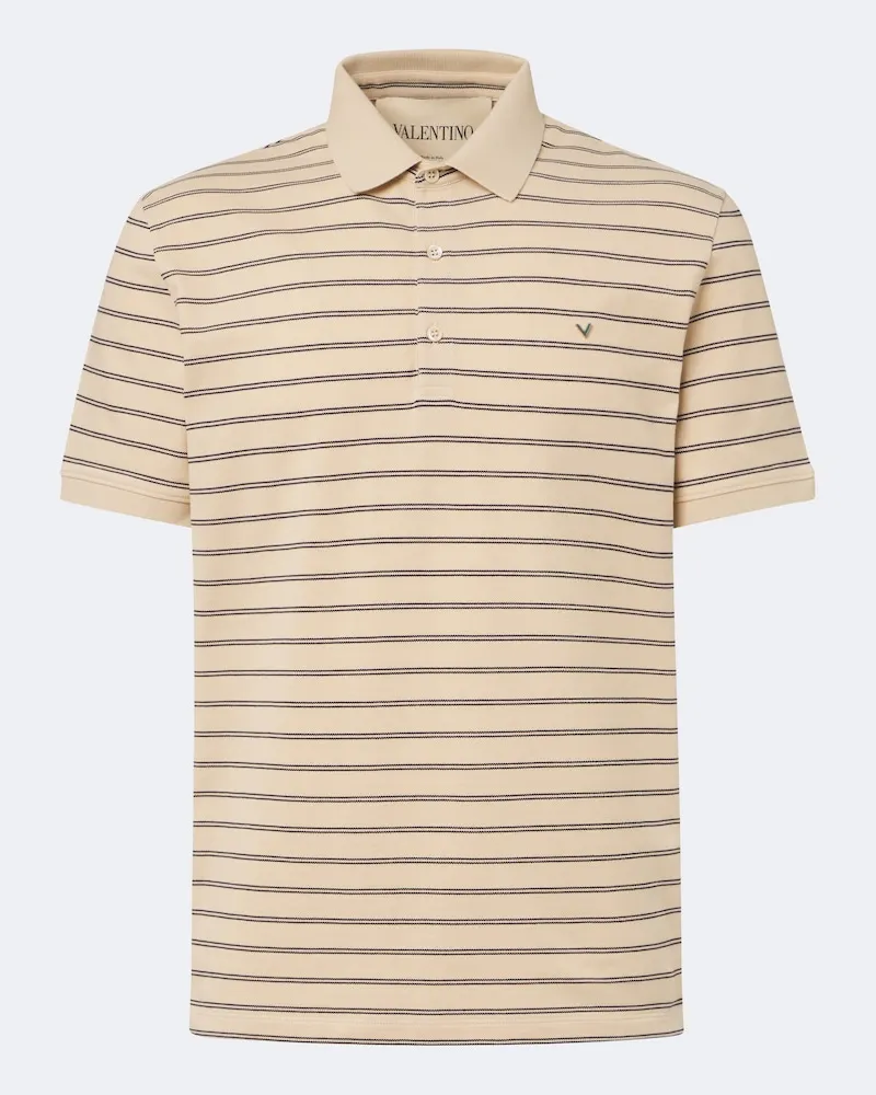 Valentino Garavani Polo VGold in cotone a righe Beige