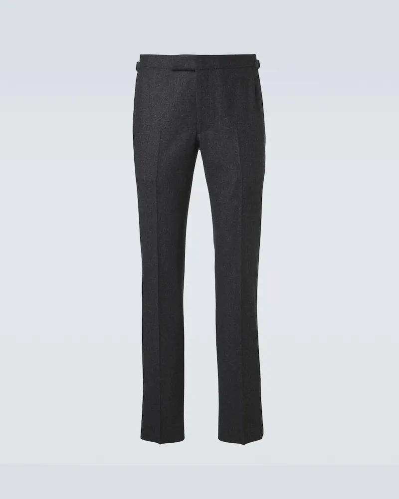 Thom Sweeney Pantaloni slim in flanella di lana Grigio