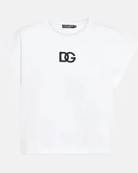 Dolce & Gabbana T-shirt DG in cotone decorata Bianco