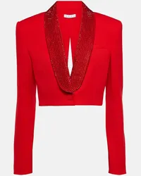 Area Blazer cropped in lana con cristalli Rosso