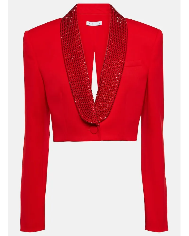 Area Blazer cropped in lana con cristalli Rosso