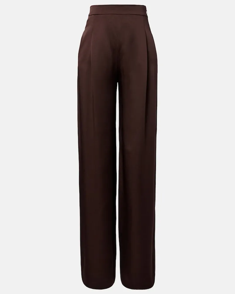 Max Mara Pantaloni Elegante in satin a gamba larga Marrone