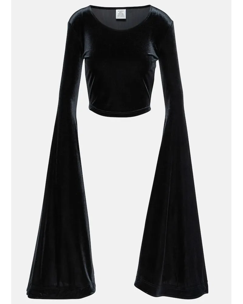 VETEMENTS Top cropped in velluto Nero