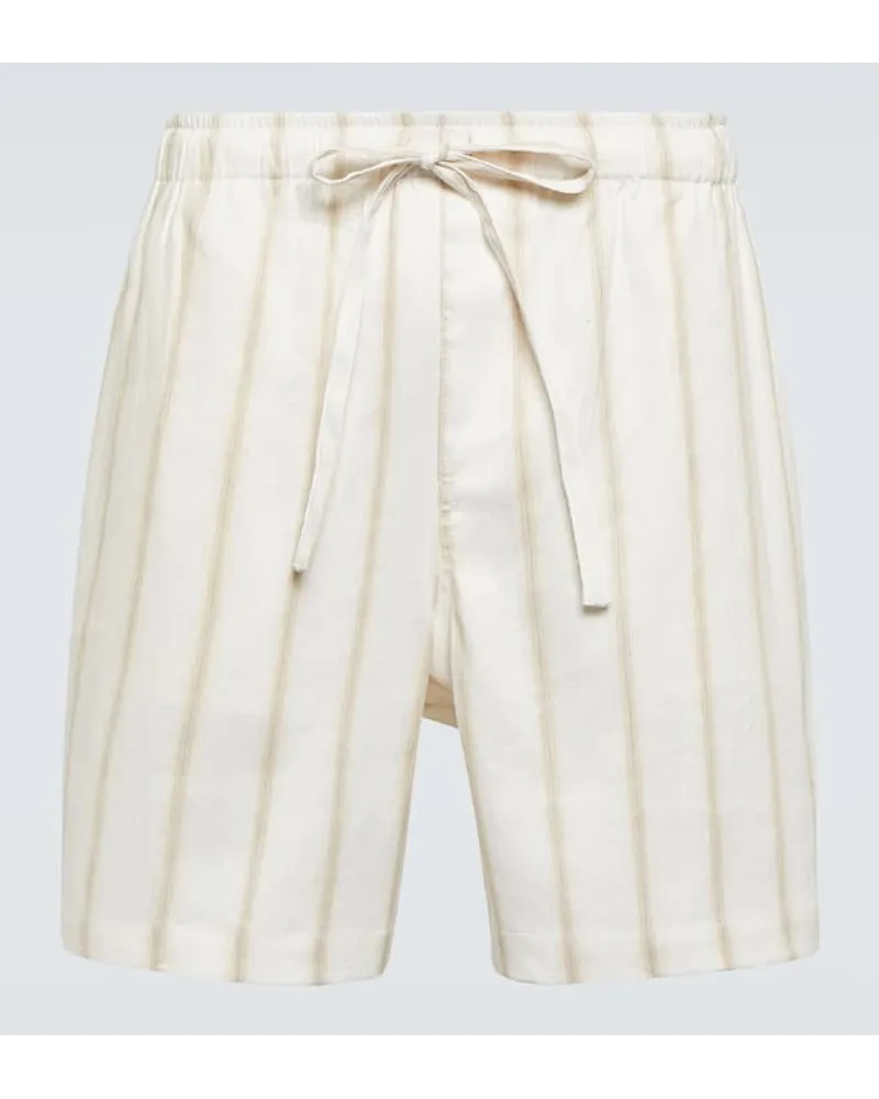 COMMAS Shorts in misto lino a righe Bianco