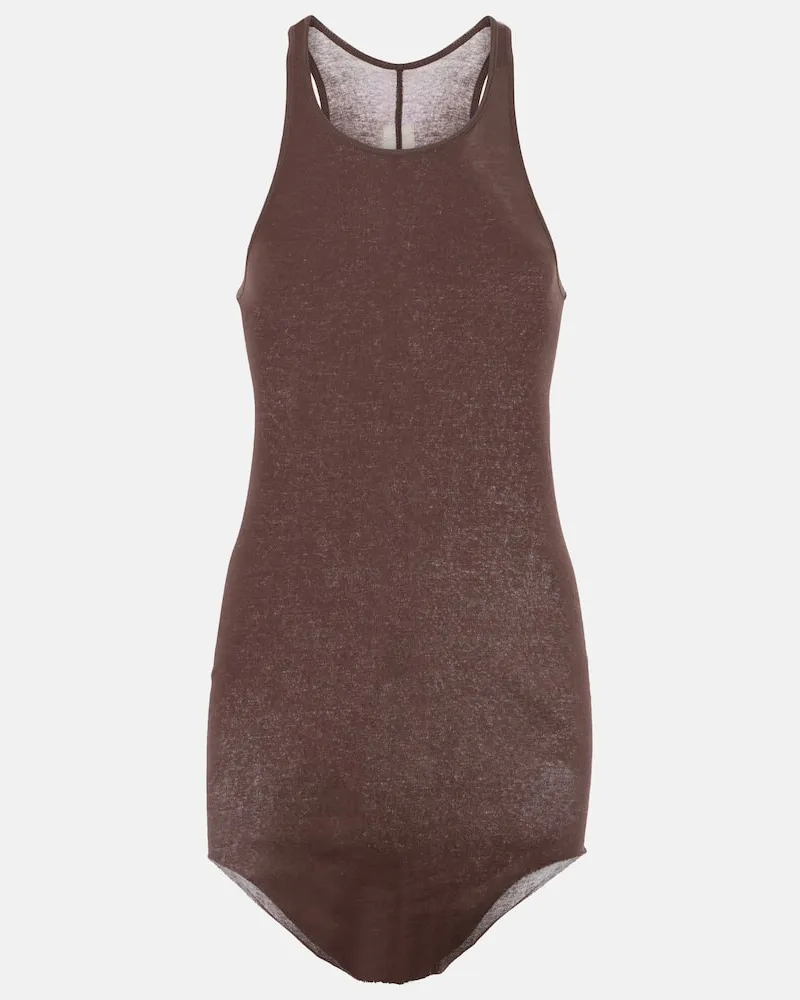 Rick Owens Top in maglia a coste di cotone Marrone