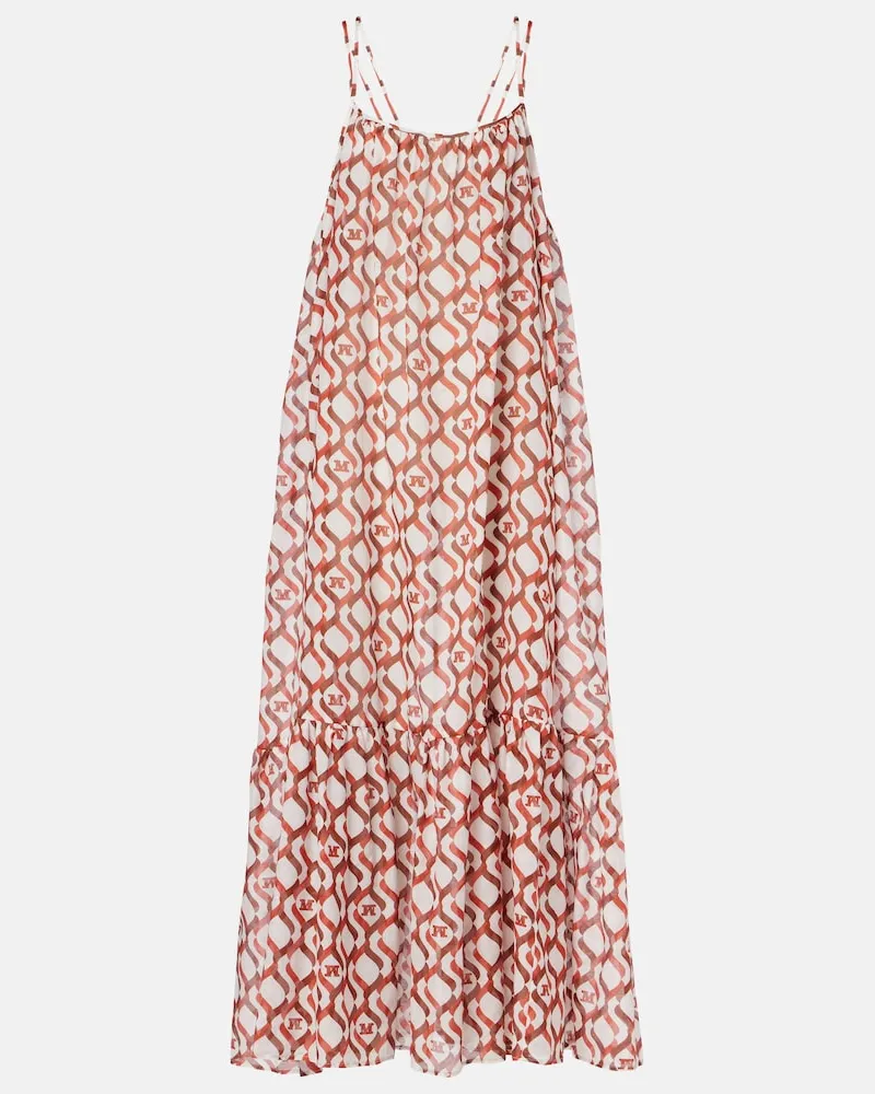 Max Mara Abito midi Alisso in cotone e seta con stampa Bianco