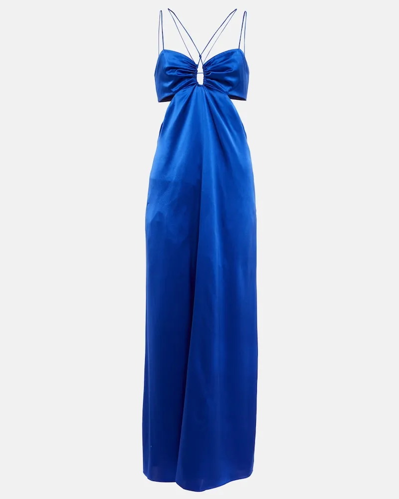 Frame Denim Abito lungo in misto seta con cut-out Blu
