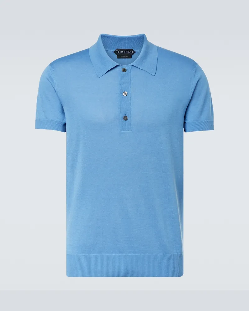 Tom Ford Polo in seta e lino Blu