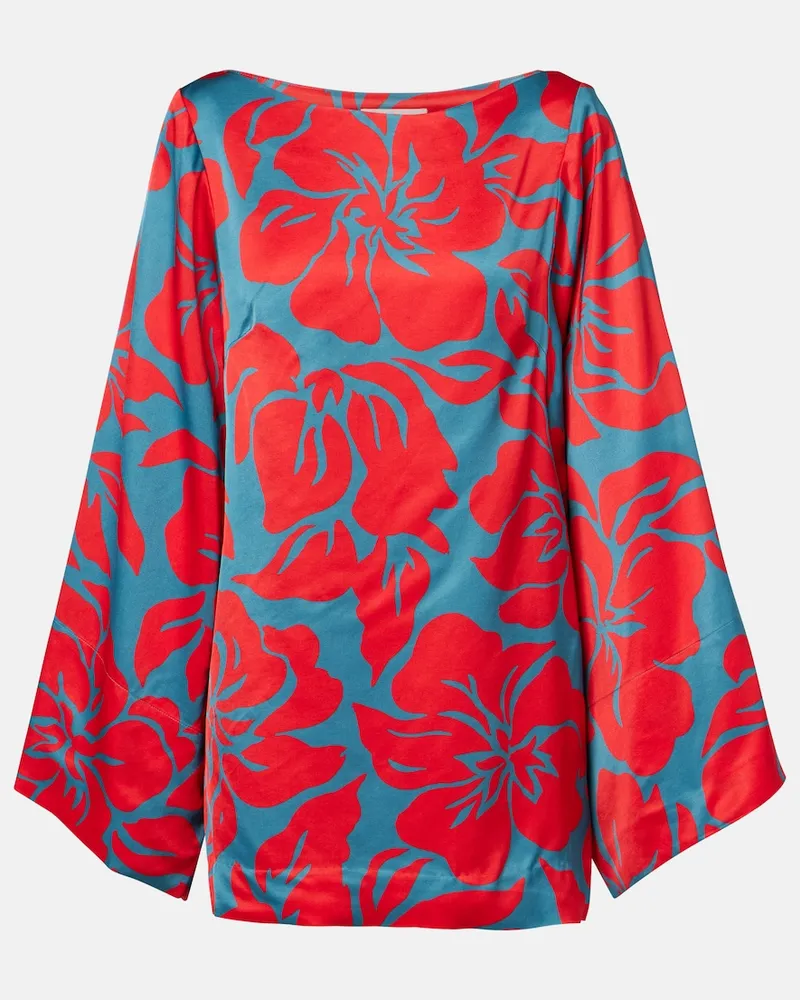 Dries van Noten Top Charli in raso con stampa Rosso