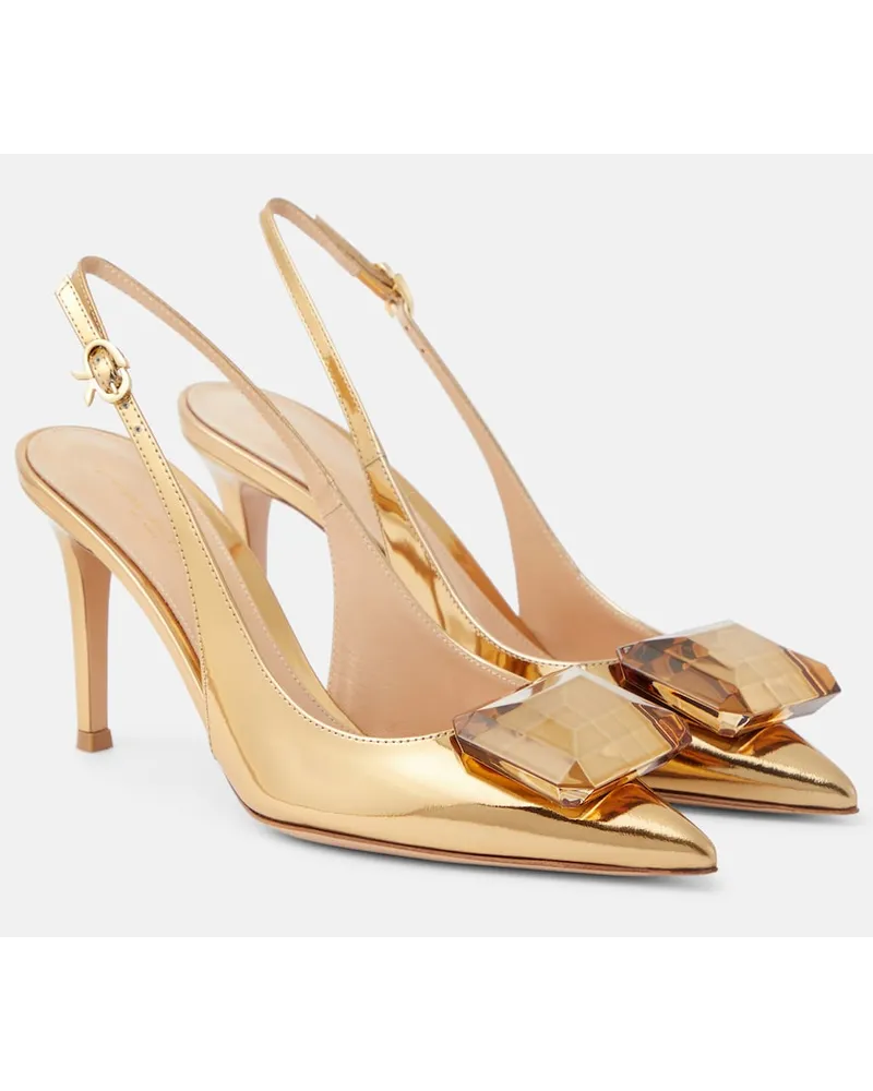 Gianvito Rossi Pumps slingback Jaipur in pelle metallizzata Oro