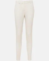 Versace Pantaloni slim in lana a vita alta Bianco