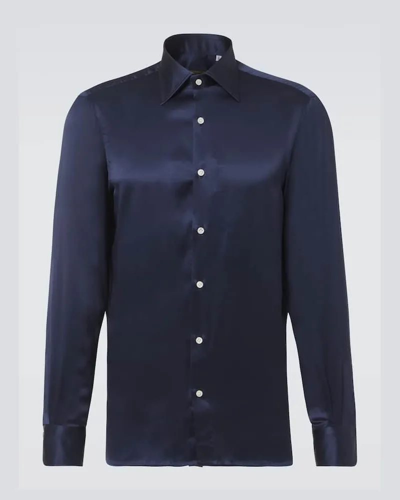 Rubinacci Camicia in seta Blu