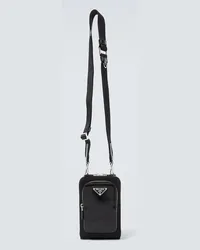 Prada Borsa porta smartphone in pelle e Re-Nylon Nero