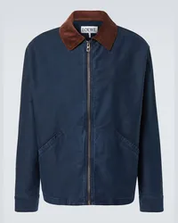 Loewe Giacca blouson in cotone con velluto Blu