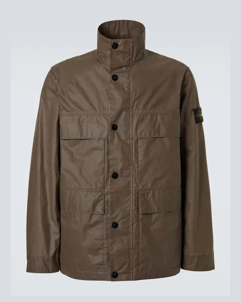 Stone Island Giacca in canvas con cappuccio Marrone