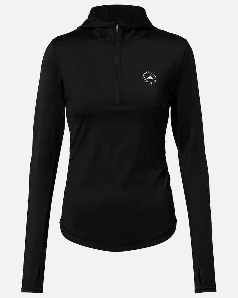 adidas Top con zip e cappuccio Nero