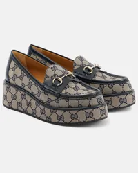 Gucci Mocassini Horsebit in canvas GG Beige