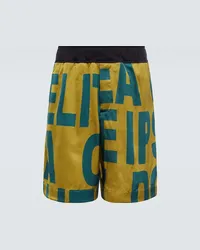 Dries van Noten Shorts in jersey con stampa Verde