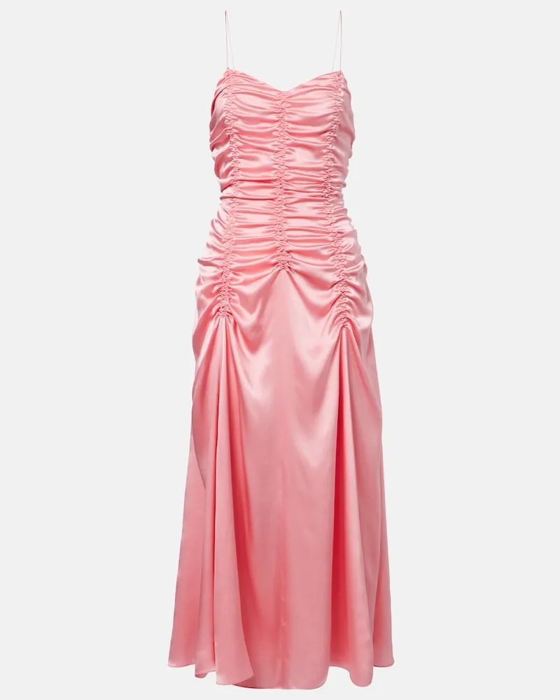 KHAITE Abito midi Raina in raso di seta Rosa