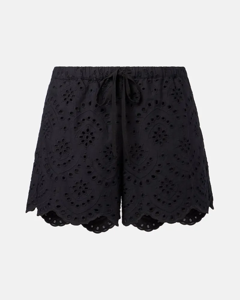Poupette St Barth Shorts Cruse in cotone sangallo Nero