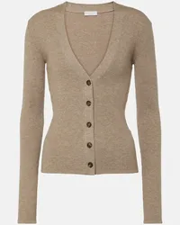 Brunello Cucinelli Cardigan in maglia di misto cashmere Beige