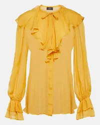 Etro Blusa in seta con volant Giallo