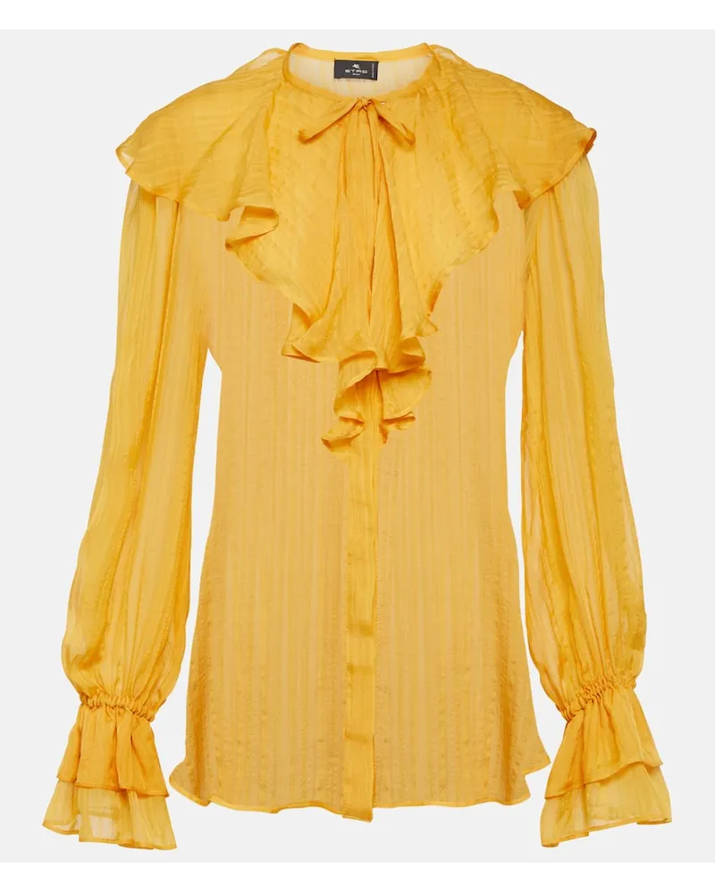 Etro Blusa in seta con volant Giallo