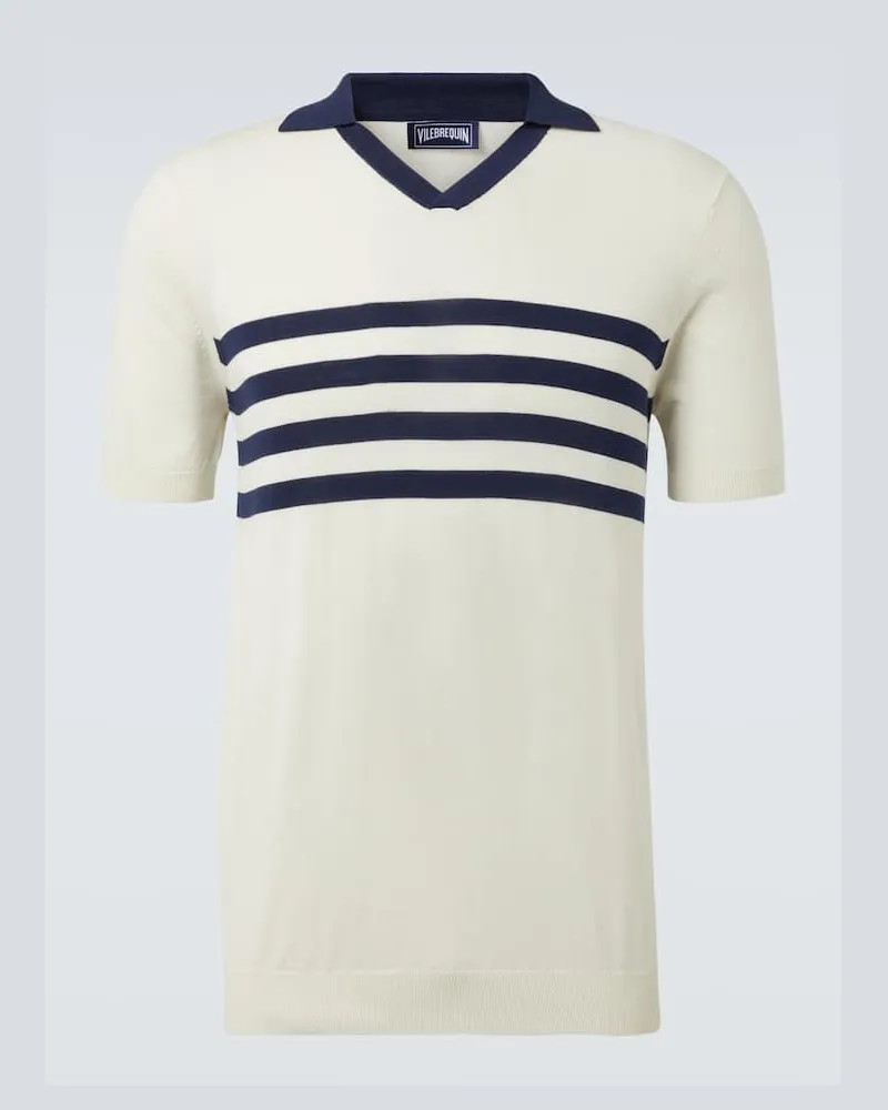 Vilebrequin Polo in cotone a righe Bianco