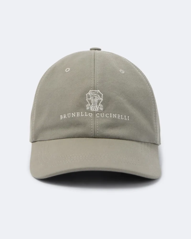 Brunello Cucinelli Cappello da baseball in cotone con logo Verde
