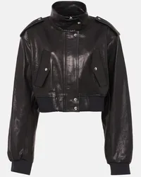 KHAITE Bomber cropped Kember in pelle Nero