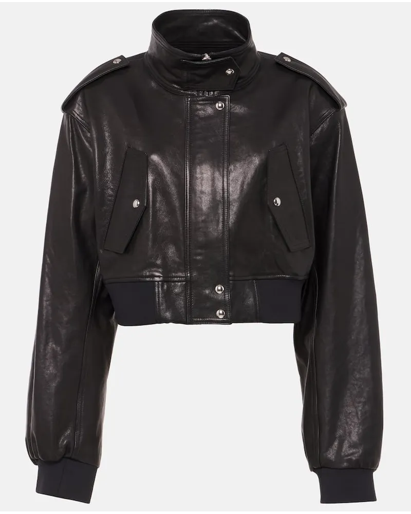 KHAITE Bomber cropped Kember in pelle Nero