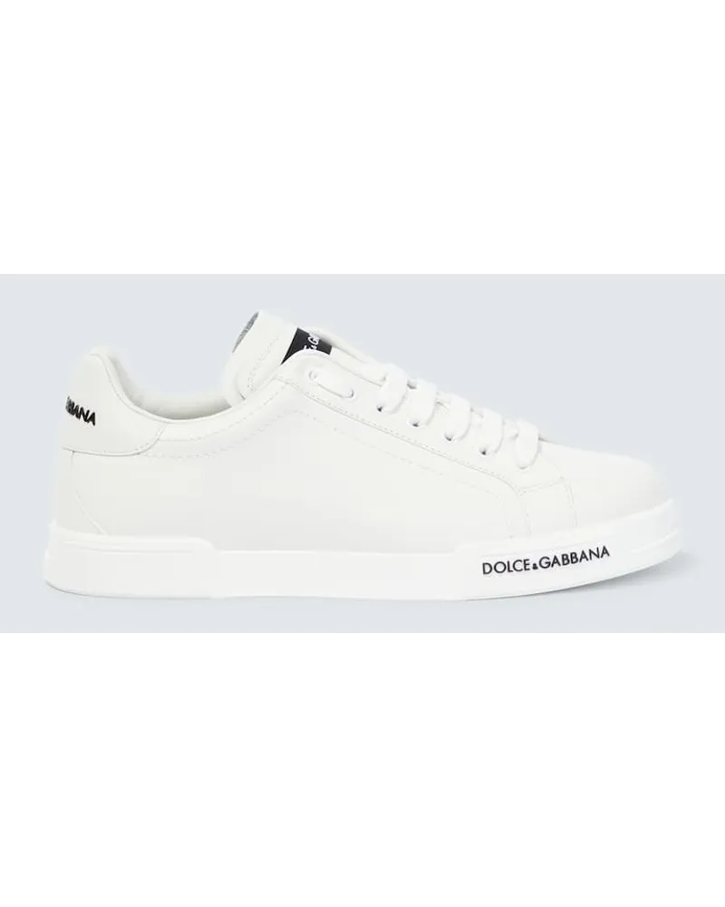 Dolce & Gabbana Sneakers in pelle con logo Bianco