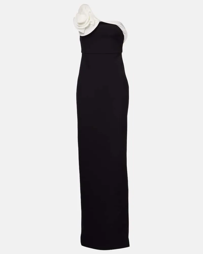 Roland Mouret Abito lungo in crÃªpe con applicazione Nero